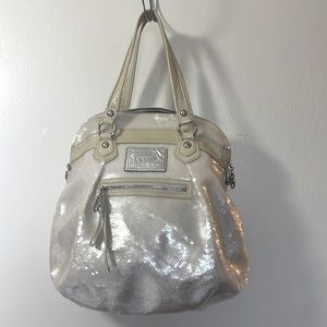 Coach, Poppy, sequin pearl satchel bag